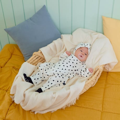 oottbebe/4. (bebe) peuty heart FullBody suit bonnet set S(0-6M)-M(6-12M)