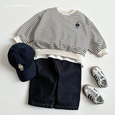 vividi/175. stripe bear embroidery updown  XS-XL