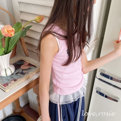 loverosie/147. Hem lace fril sleeveless top L-XL