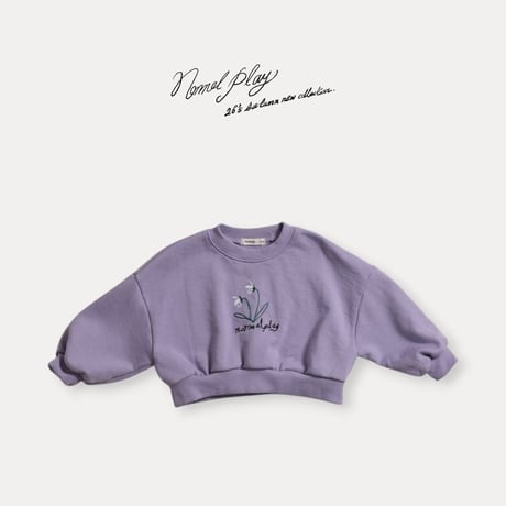 normalplay/5. flower embroidery crop man-to-man 12M-L