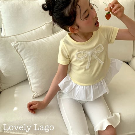 lago/18. lace ribbon T-shirt S-JS