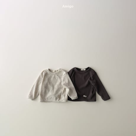 amigo/47. waffle embroidery T-shirt XS-XL