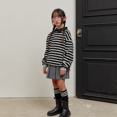 sm2/5. stripe shirts collar T-shirt 9-17