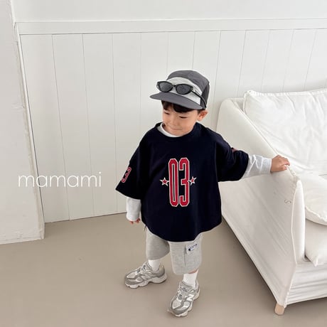 mamami/18. 3 star line T-shirt XS-XL