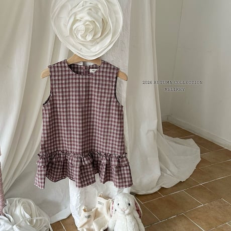 melikey/103. check fril one-piece XS-XL