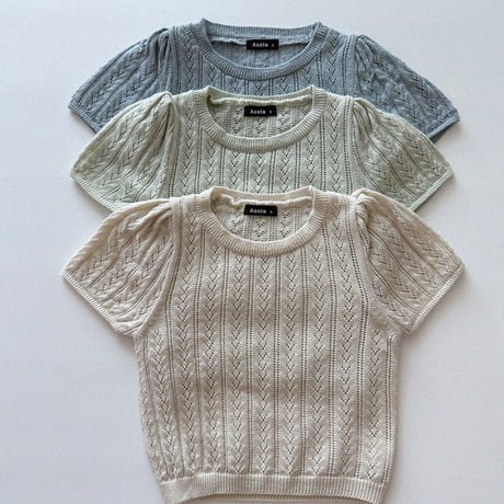 aosta/21. Knit Eyelet T S(1-2Y)-L(3-5Y)