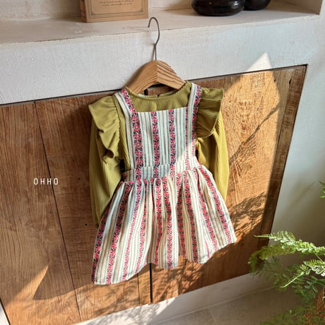 ohho/5. roze embroidery overalls skirt S-2XL