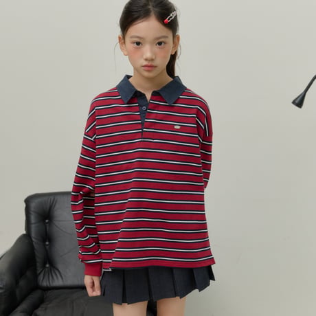 sm2/5. stripe shirts collar T-shirt 9-17