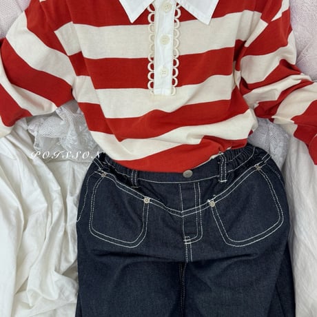 poisson/25. heart embroidery denim JS-JM