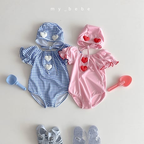 mybebe/6. heart motive shirring swimsuit S-L
