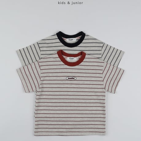 owen/80. mention stripe half t T-shirt JS-JXL
