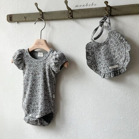 monbebe/4. puff flower suit bib S(3-6)-L(12-24)