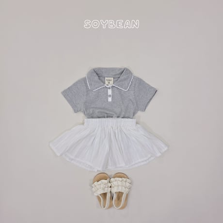 soybean/58. plan ) collar lace half t T-shirt XS-XL