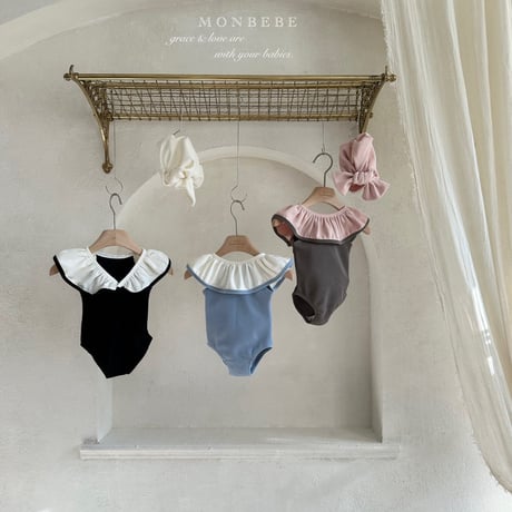monbebe/31. multi fril ( swim hat Set ) swimsuit S(1-2)-XL(7-8)