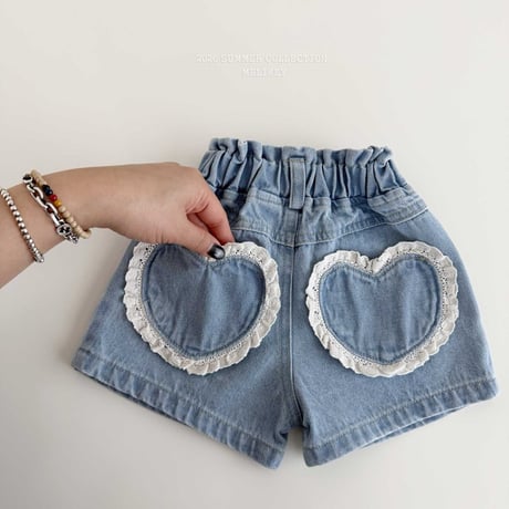 melikey/55. heart denim half pants XS-XL