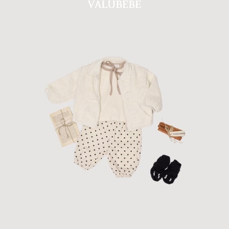 valubebe/86. creamy ribbon puff T-shirt 6M-S