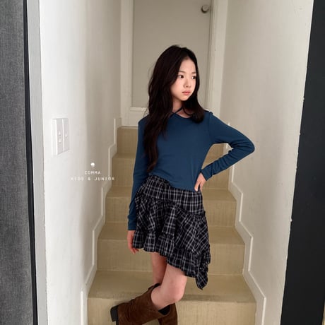comma/88. check unbal skirt 110-130