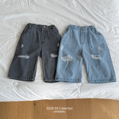 ninibello/115. damage ice denim pants XS-XL