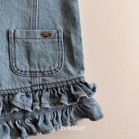 ellymolly/128. denim little pocket one-piece 13-15