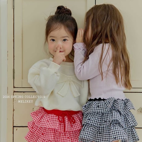 melikey/41. check ribbon kangkang skirt XS-XL