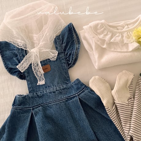 valubebe/81. fril denim one-piece 6M-S
