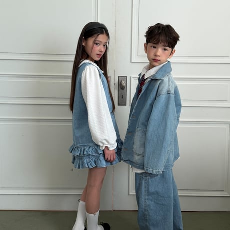 ellymolly/127. denim little pocket one-piece 5-11
