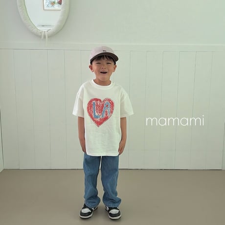 mamami/37. heart lettering T-shirt ADULT