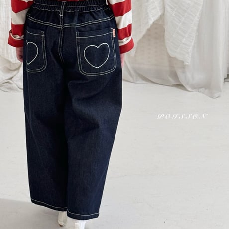 poisson/24. heart embroidery denim S-XL