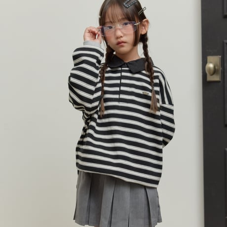 sm2/5. stripe shirts collar T-shirt 9-17