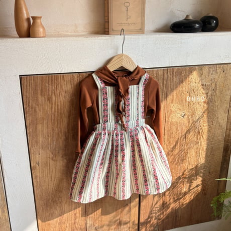 ohho/5. roze embroidery overalls skirt S-2XL