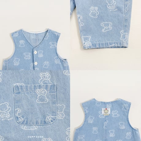 oottbebe/68. bear overalls XS(1-2Y)-XL(6-7Y)