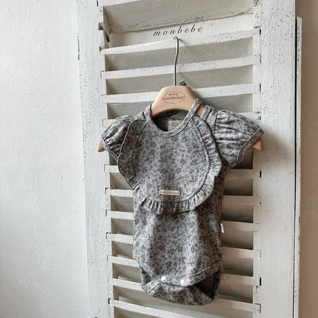 monbebe/4. puff flower suit bib S(3-6)-L(12-24)