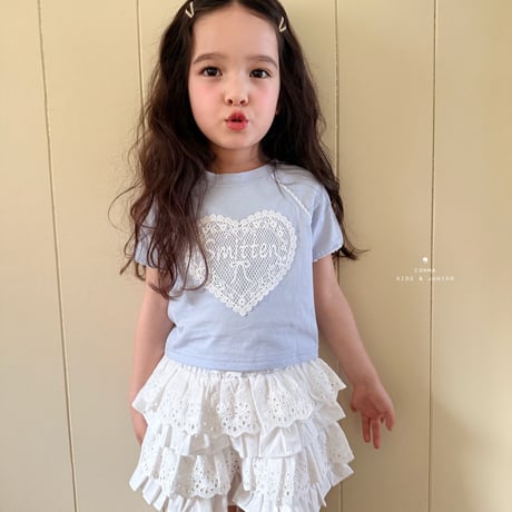 comma/64. heart lace T-shirt 110-130