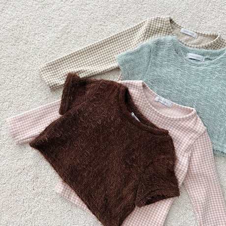 urbanrabbit/50. Check & Hairy Layered Set XS-XL