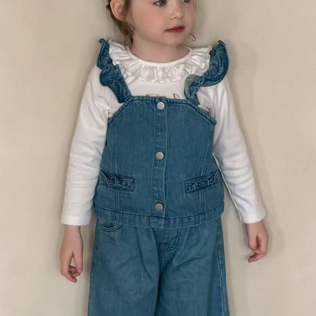 aiai/6. wide fril denim updown set 90-130