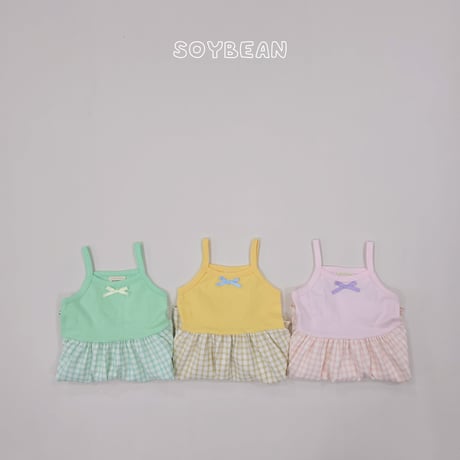 soybean/40. plan ) fril ribbon sleeveless one-piece XS-XL
