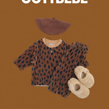 oottbebe/3. velvet leopard plitch updown set XS(0-1Y)-XL(4-5Y)