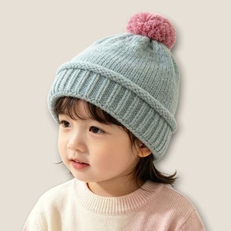 dudie/100. pompom knit hat FREE(48-52CM)