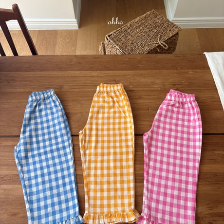 ohho/17. gingham fril pants S-2XL