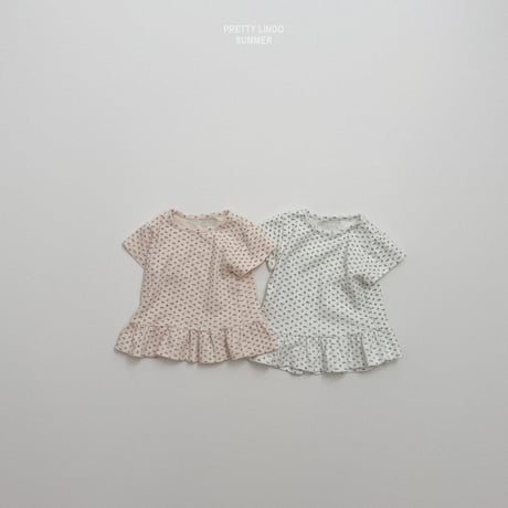 lindo/35. flower half t T-shirt XS-XL