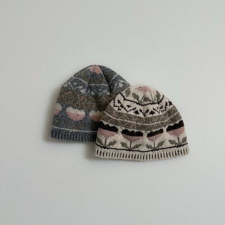 minirobe/48. Flower jacquard beanie FREE