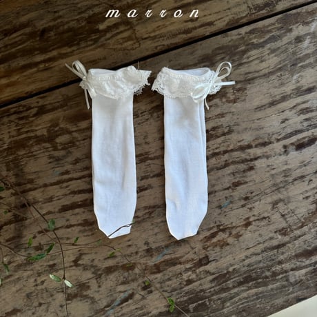 marron/8. ribbon socks S(-1Y)-M(1-3Y)