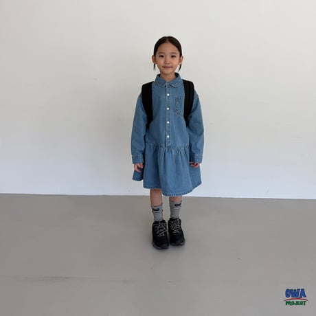 owa/48. denim shirring one-piece JS