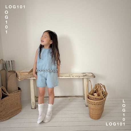 log101/60. denim fril blouse JS-JM