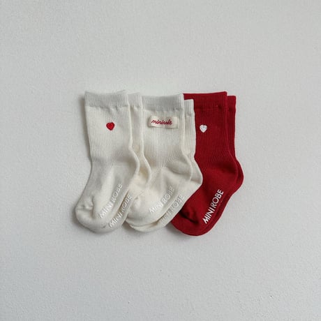 minirobe/46. Heart Logo Socks 3Set XS-M