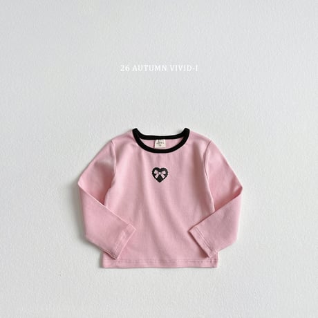 vividi/158. ribbon heart span T-shirt JS-JM
