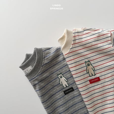lindo/67. bear label T-shirt XS-XL