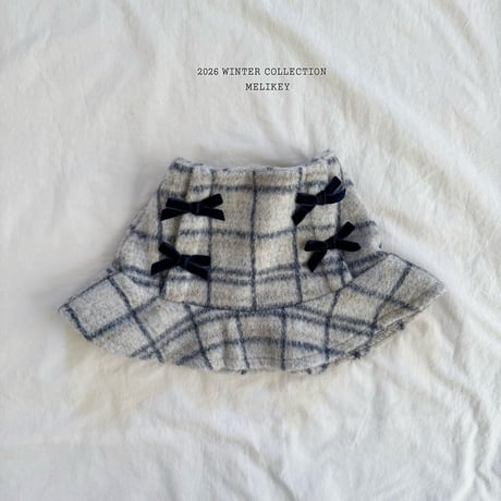 melikey/79. check ribbon fril skirt XS-XL
