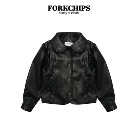 forkchips/80. teddy ledder jacket M-XL