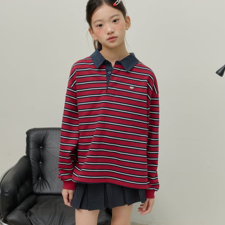 sm2/5. stripe shirts collar T-shirt 9-17